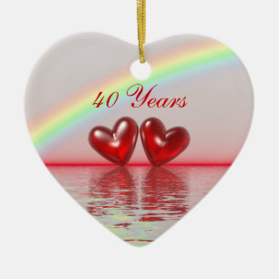 40-jarig jubileum Ruby Hearts Keramisch Ornament