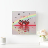 40-jarig jubileum Ruby Hearts Vierkante Klok (Huis)