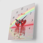 40-jarig jubileum Ruby Hearts Vierkante Klok (Hoek)
