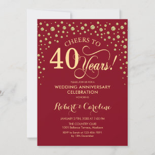 40-jarig jubileumfeest - Robijnrood Goud Kaart