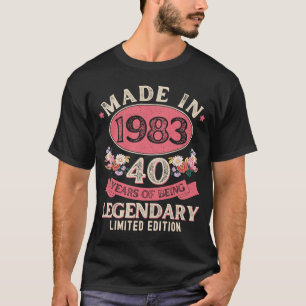 40-jarige Made in 1983 Floral 40th Birthday Wom T-shirt