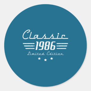 40-jarige mannen vintage Clic-auto 1986 40e verjaa Ronde Sticker