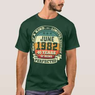40 juni 1982 40e verjaardag met een jaartal van 40 t-shirt