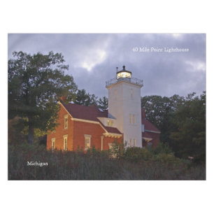 40 Mile Point Lighthouse bij schemertafelkleed Tafelkleed