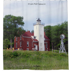 40 Mile Point Lighthouse douchegordijn