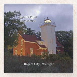 40 Mile Point Lighthouse dusk glass onderzetter