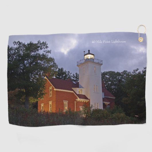 40 Mile Point Lighthouse dusk serviette de golf (Horizontal)