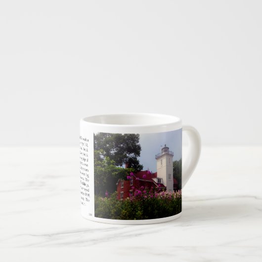 40 Mile Point Lighthouse geschiedenis espresso mok (Voorkant rechts)