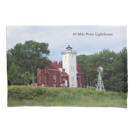 40 Mile Point Lighthouse kussensloop (Voorkant)
