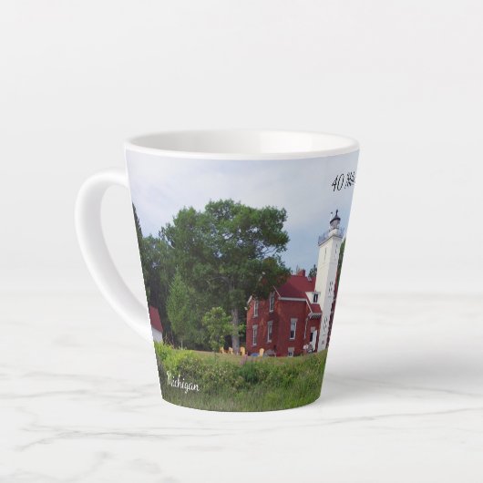 40 Mile Point Lighthouse Latte Mok (Linkerhoek)