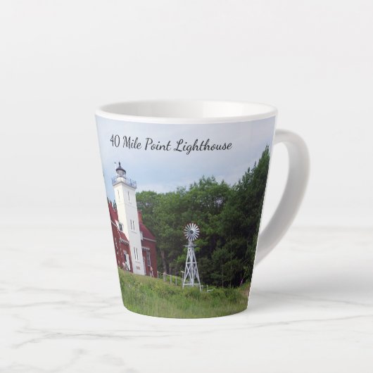 40 Mile Point Lighthouse Latte Mok (Rechterhoek)