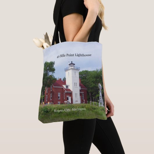 40 Mile Point Lighthouse over de hele canvas tas (Dichtbij)