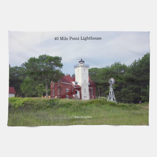 40 Mile Point Lighthouse serviette de cuisine (Horizontal)