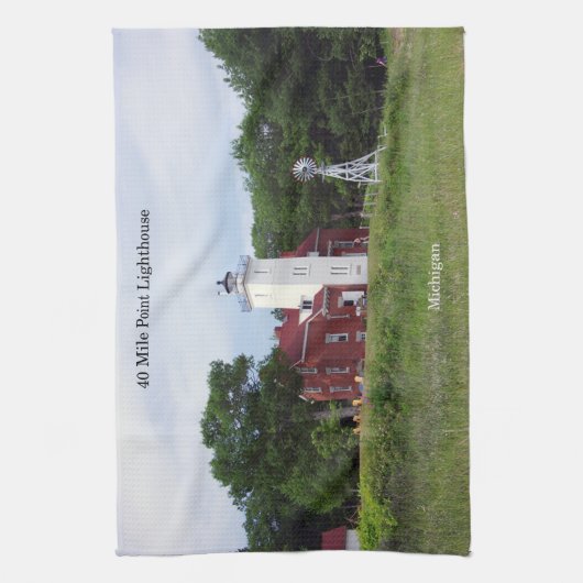 40 Mile Point Lighthouse serviette de cuisine (Vertical)