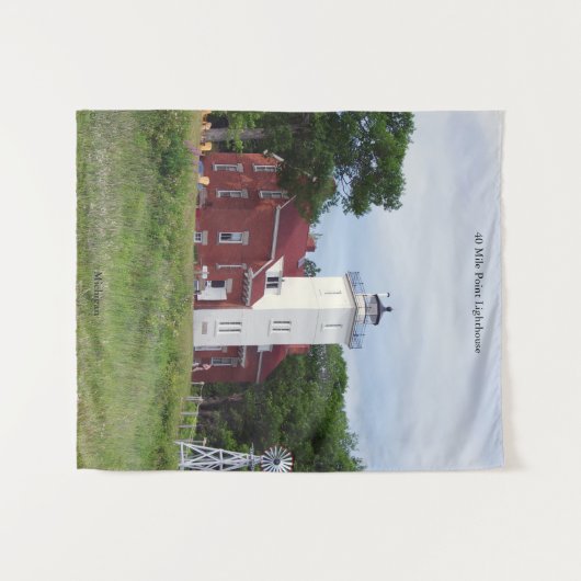 40 Mile Point Lighthouse tapestry Wandkleed (Voorkant (horizontaal))