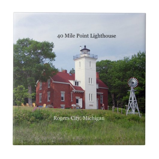 40 Mile Point Lighthouse-tegel Tegeltje (Voorkant)