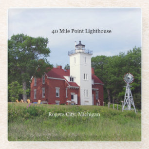 40 Mile Point Ligthouse glass onderzetter