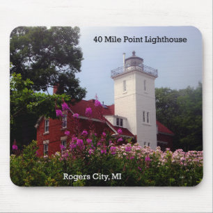 40 Mile Point vuurtoren lente mousepad Muismat