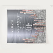 40 prachtige verjaardag glitter Silver roos Gold Wandkleed (Voorkant (horizontaal))