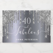 40 prachtige verjaardag glitter sparkle Silver Sparkling Wijnetiket (Enkel label)