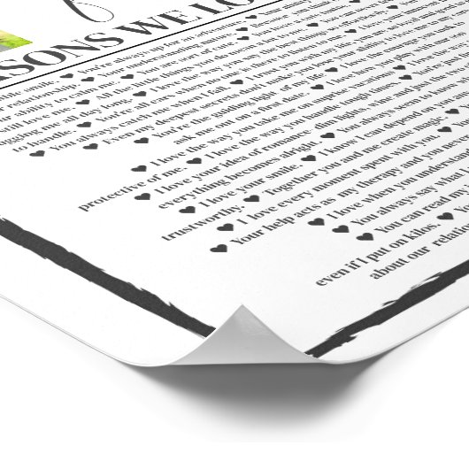 40 Raisons Nous Vous Aimons Poster D'Art Cadeau (Coin)