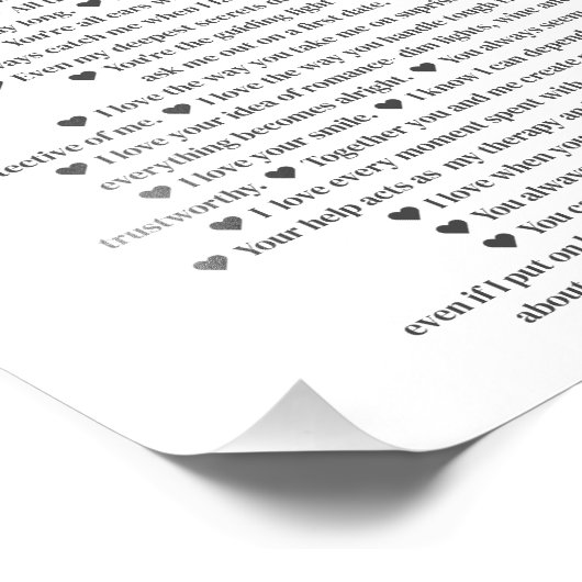 40 Raisons Nous Vous Aimons Poster D'Art Cadeau (Coin)