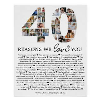 40 Redenen dat we van je houden Foto Collage Gesch Perfect Poster