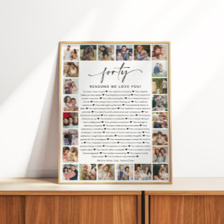 40 Redenen dat we van je houden Foto Collage Gesch Perfect Poster