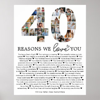 40 Redenen dat we van je houden Foto Collage Gesch Poster