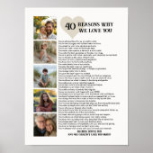 40 redenen waarom we van je houden 40ste verjaarda poster (Voorkant)