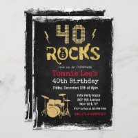 40 Rocks Rockstar Guitar 40e Invitation anniversai