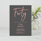 40 Rose Gold 40e anniversaire Invitation (Debout devant)