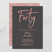 40 Rose Gold 40e anniversaire Invitation (Devant / Derrière)