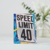 40 Speed Limit mixed media collage Briefkaart (Staand voorkant)