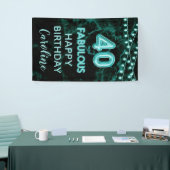 40 & Uitstekend Blauwgroen & Zwart Verjaardag Vert Spandoek (Beurs)