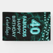 40 & Uitstekend Blauwgroen & Zwart Verjaardag Vert Spandoek (Horizontaal)