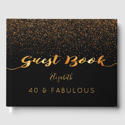 40 Uitstekende verjaardag zwart goud confetti Gastenboek (Voorkant)