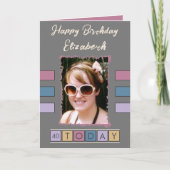 40 Vandaag Voeg foto en naam toe Grijs Blauw Verja Kaart (Voorkant)