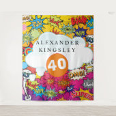 40 VERJAARDAG Comic Pop Art Speech Bubble Retro Wandkleed (Voorkant)