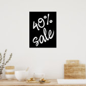 40% Verkoopteken, 18x24 Zwart-wit Verkoop Poster (Keuken)