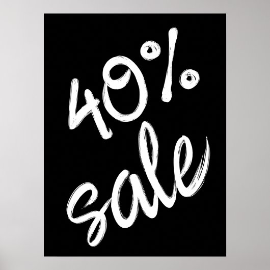 40% Verkoopteken, 18x24 Zwart-wit Verkoop Poster (Voorkant)