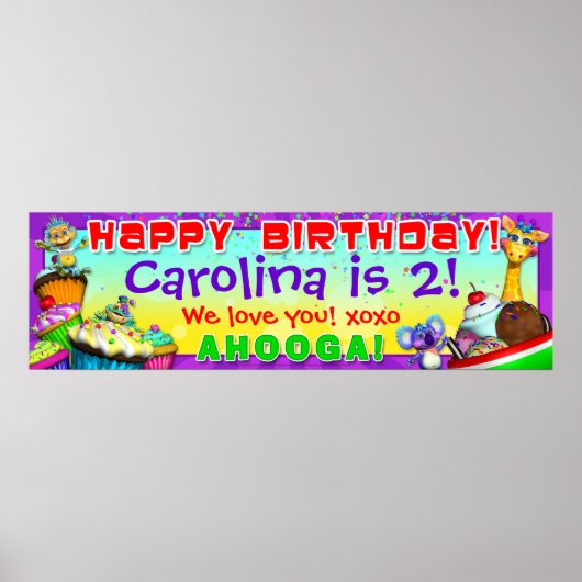 40 x 12-inch GiggleBellies Cupcakes B-day banner Poster (Voorkant)