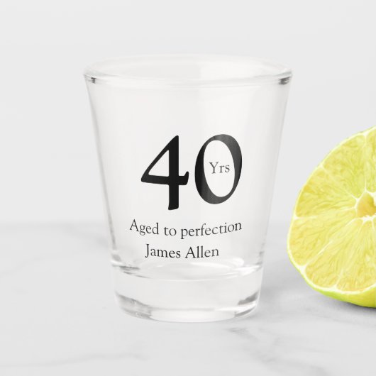 40 years aged to perfection birthday name simple shot glas (Voorkant)
