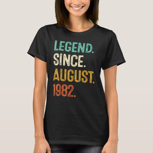 40 Years Old Legend Since August 1982 40th Birthd T-shirt (Voorkant)