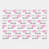 40 years pink 40th birthday Name Wrapping Paper (Voorkant 2)