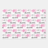 40 years pink 40th birthday Name Wrapping Paper (Voorkant)