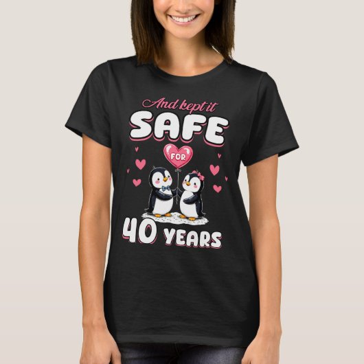 40 Years Wedding Anniversary Penguin Couples Match T-shirt (Voorkant)