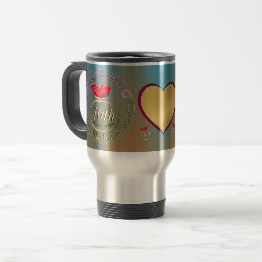 40e, 15e anniversaire du Mariage Ruby Photo Mug (Devant gauche)