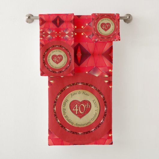 40e/15e Serviette d'anniversaire de Ruby (En situation)