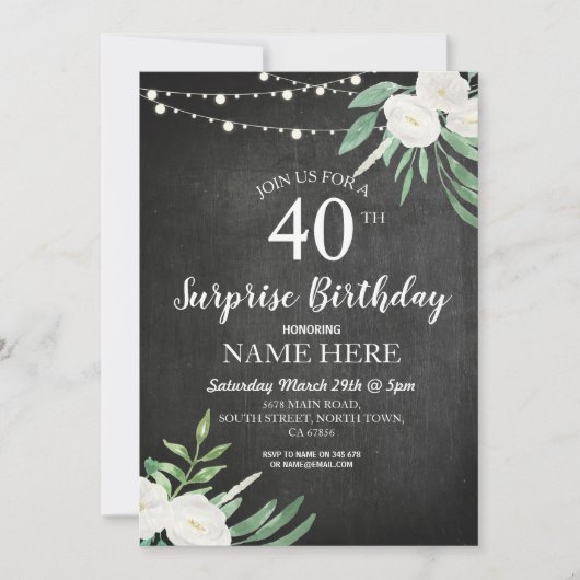 40e 50e 60 Invitation de la partie d'anniversaire  (Devant)